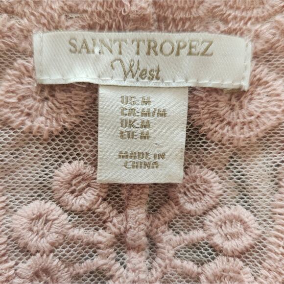 St. Tropez West Embroidered Mesh Sheer top Medium - Picture 7 of 7